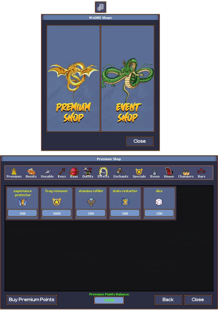 In-game premium shop